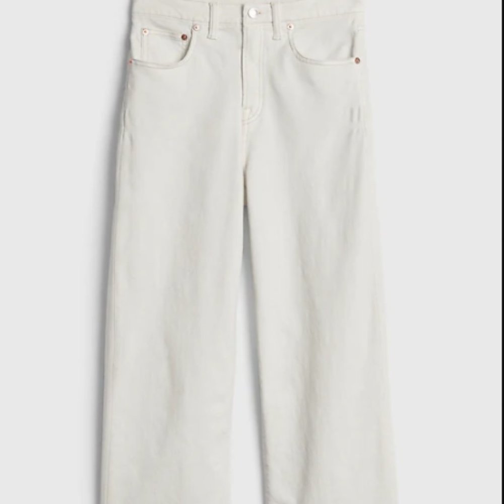 White High Rise Wide-Leg Crop Jeans